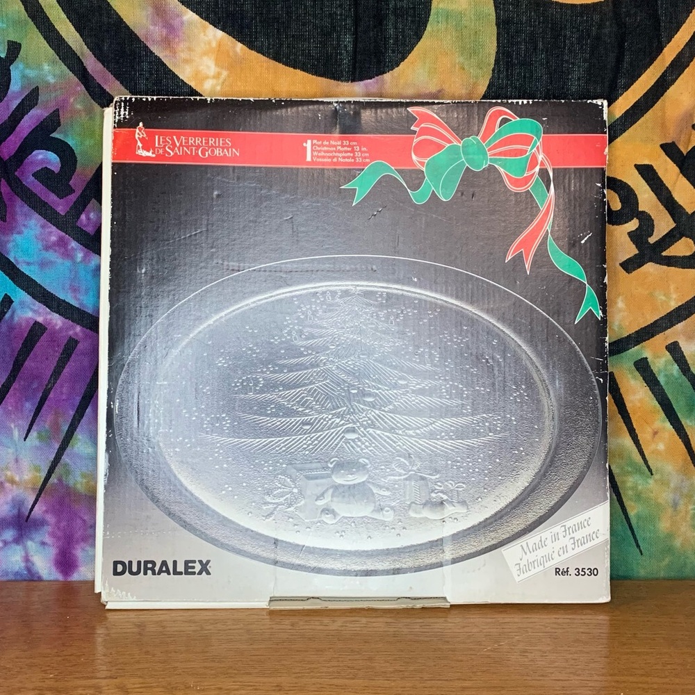 Vintage 1985 Duralex NOEL Christmas Platter in Original Box 12” Made in France
